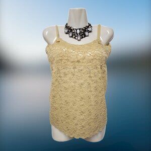 Beige Cream Tank Top Lace Camisole SIZE M - Stretchy Top -  NEW